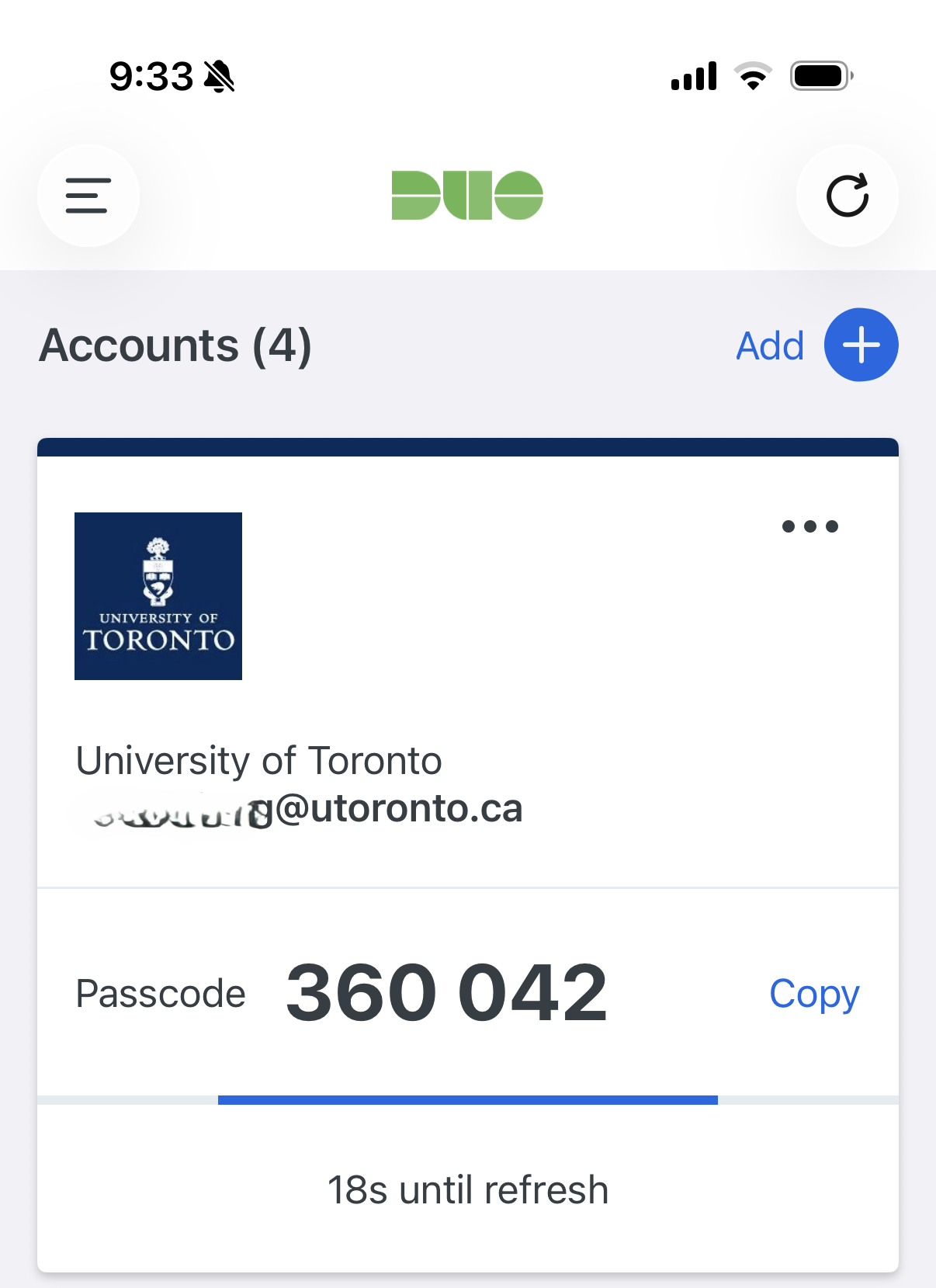 A photo of DUO passcode screen on a smartphone.