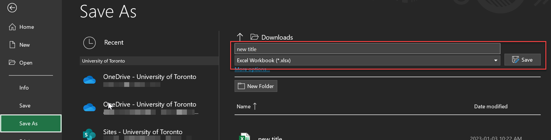 Save the exported file as an Excel file