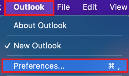 Outlook dropdown