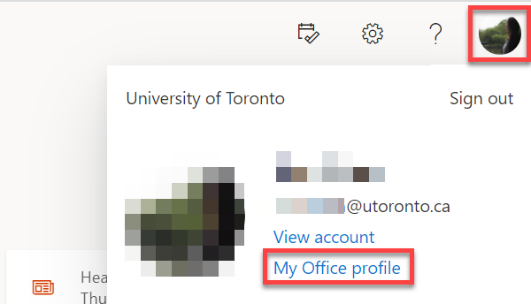 In office.com, select My Office profile