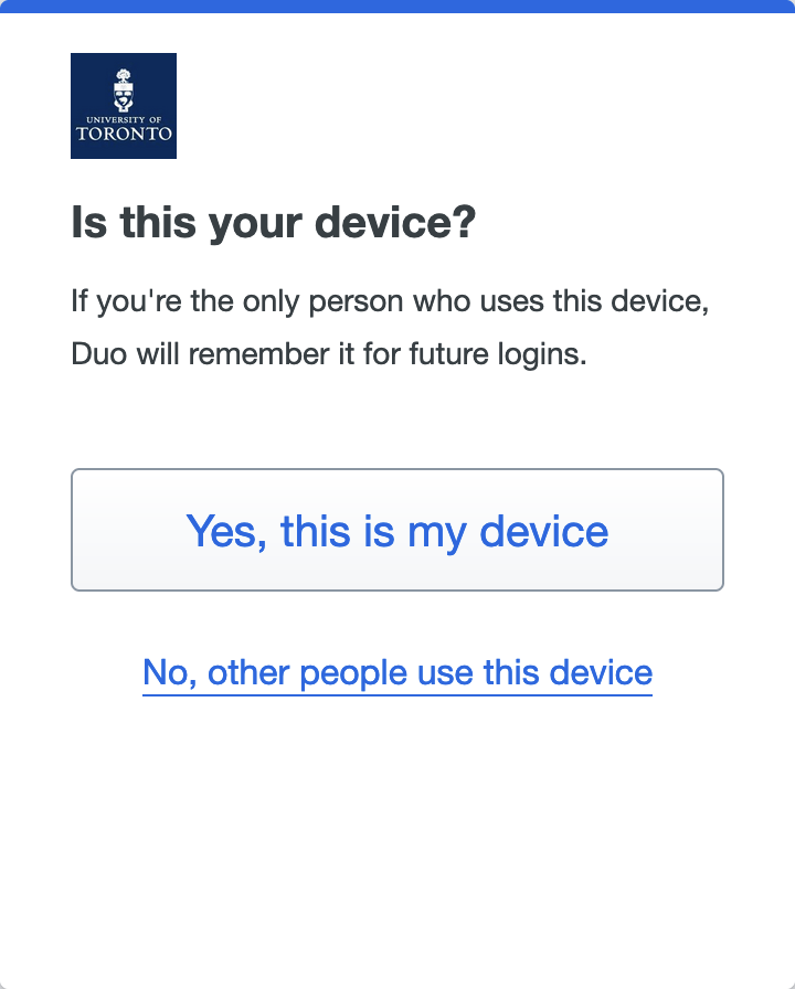 A prompt with the message "Is this your device?"