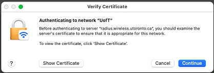 Certificate prompt