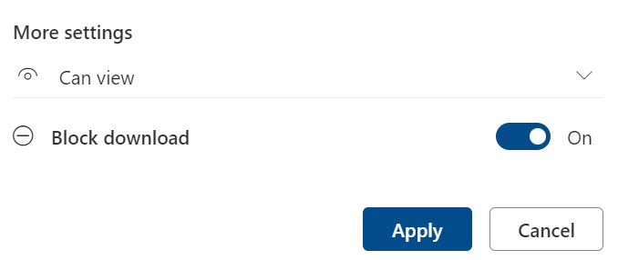Block download on a SharePoint share link