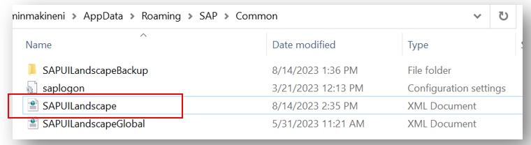 Image showing SAPUILandscape.xml file 