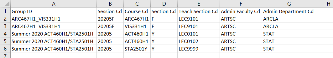 Settings - Course Groups CSV File Upload Example