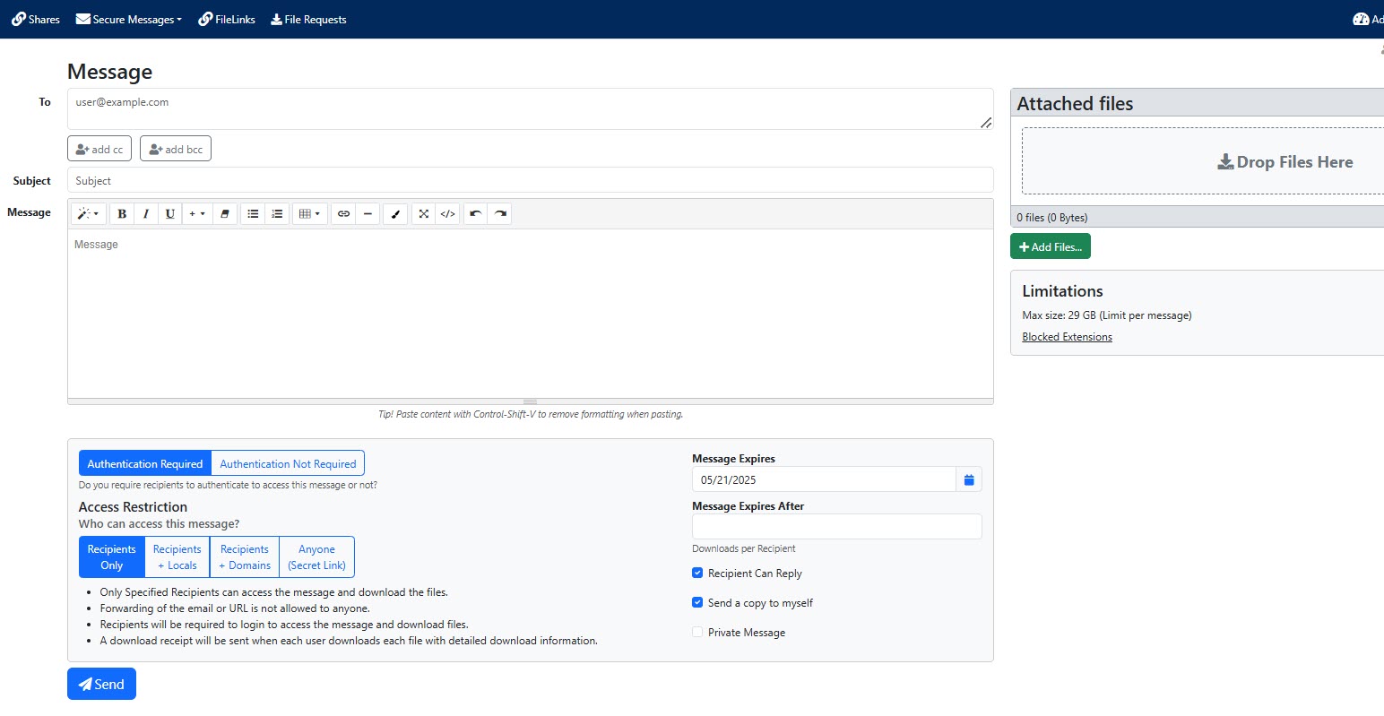 Secure Messages in UTsend