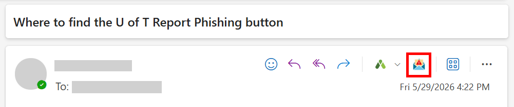 The Report Phishing button in the &ldquo;Other apps&rdquo; section of the email view pane header.