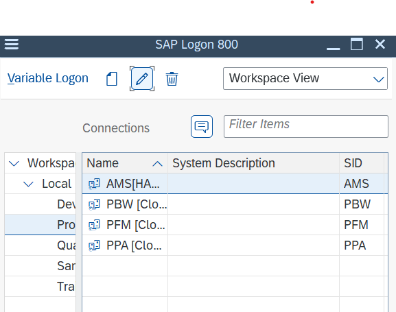 Image showing SAP logon pad initial screen