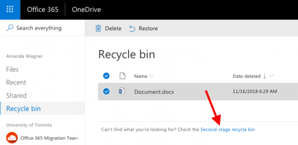 Second stage recycle bin link on the bottom of the webpage.