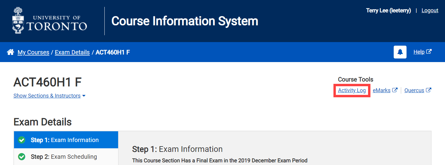 Exam Details Module - Course Tools