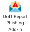 A blue envelope with a red warning icon labeled "UofT Report Phishing".