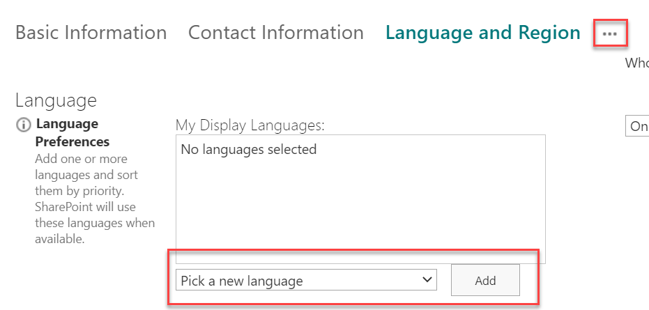 Select the Pick a new language dropdown